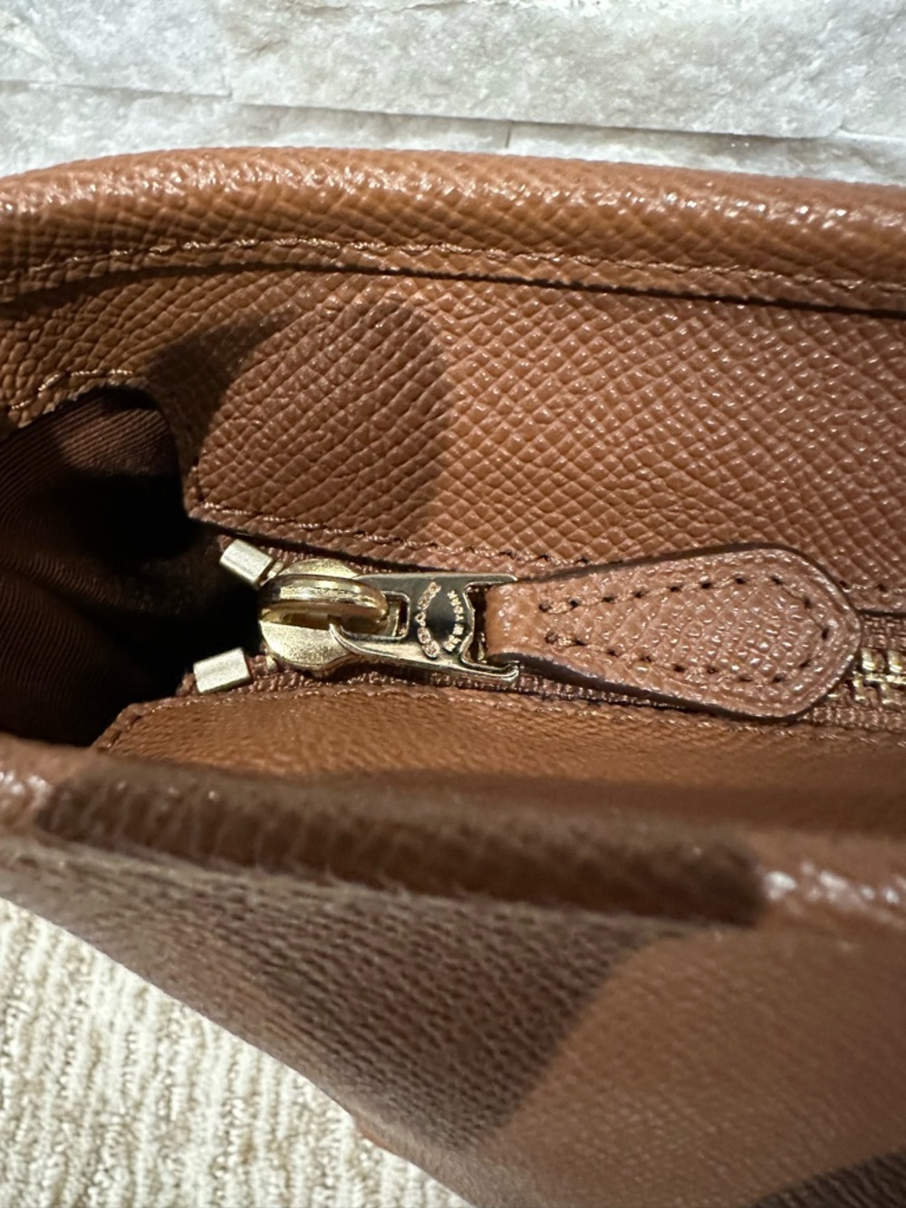 Coach City Zip Tote Saddle Brown Pebbled Leather Shoulder Bag - Picture 6 of 12